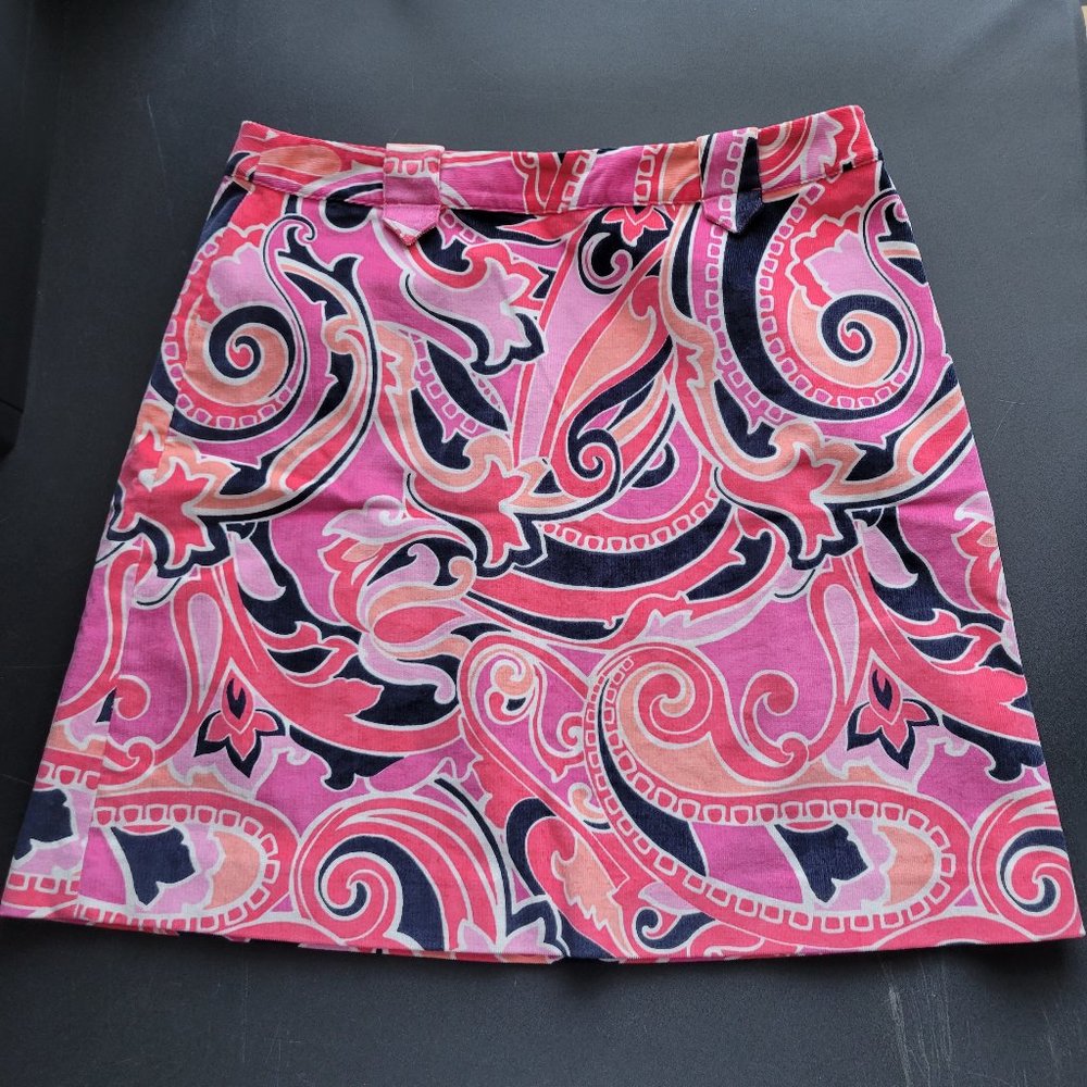 Crown and Ivy Pink Skirt Women's Size 8 Corduroy A-Line Midi Abstract Belt Loops